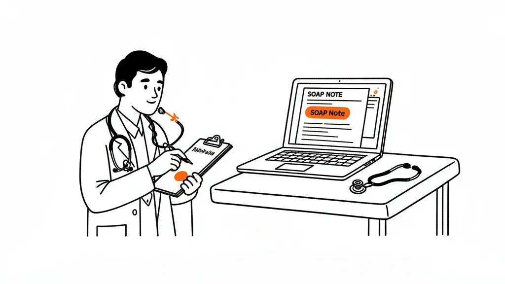 AI automatically generating SOAP notes while provider sees urgent care patient