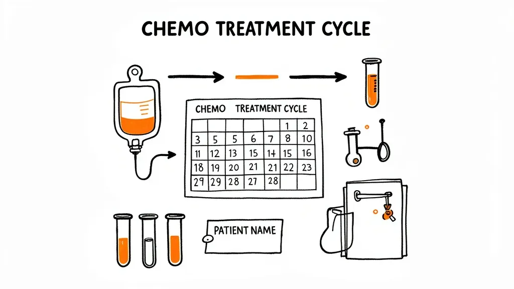 Castor chemo treatment cycle calendar and lab monitoring timeline