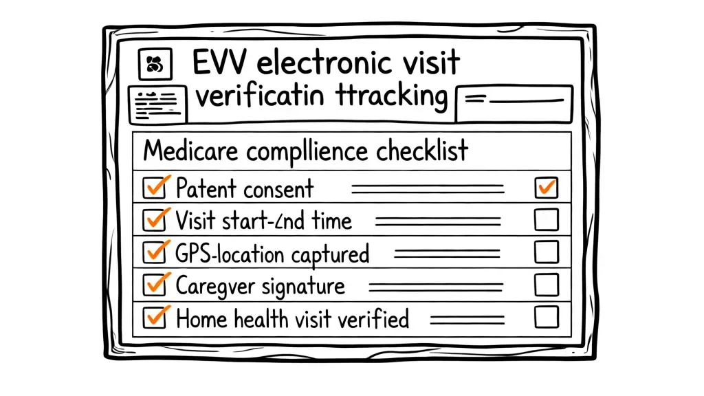 EVV electronic visit verification tracking board with Medicare compliance checklist