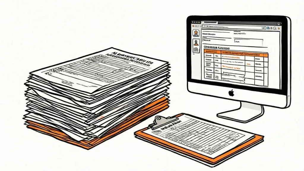 Workers compensation injury documentation and occupational health forms organized by AI